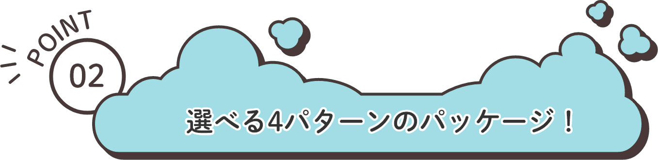 POINT2：選べる4パターンのパッケージ！