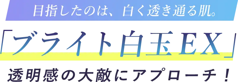 目指したのは、白く透き通る肌。｜「ブライト白玉EX」｜透明感の大敵にアプローチ！